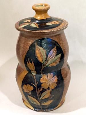 Brown, Black and Green Leaf Urn/Vase