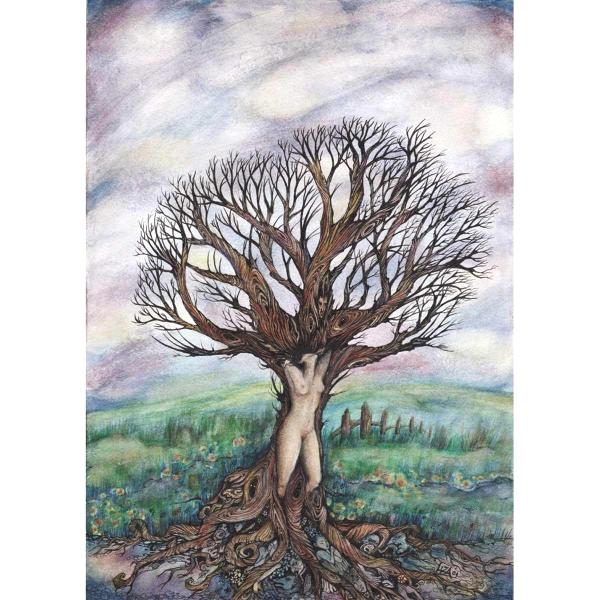Dryad tree spirit original painting tree goddess art by Liza Paizis