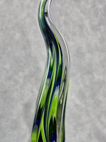 #02072612 Solid Glass Sculpture SeaHawks 12th Man sound wave design 12.5''HX4.25''WX3.5''B $175.00
