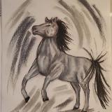 Rearing Horse in Grayscale 