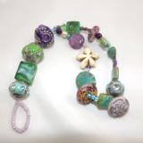 B-161 Green & Purple Chunky Bracelet