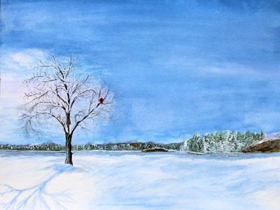 Winter Tree With Red Balloon