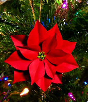 Red Poinsettia Flower Hanging Ornament Red Poinsettia Flower Hanging Ornament