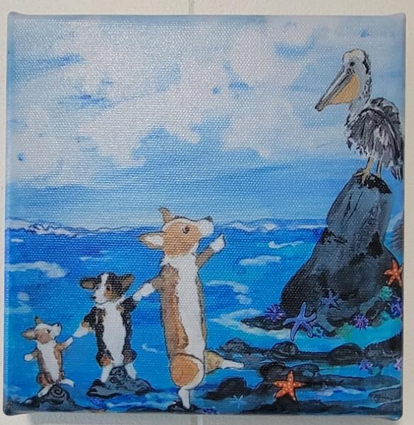 Corgis by the sea 5x5 