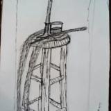 Stool with Candle, Paintbrush and Whiskey Stool with Candle, Paintbrush and Whiskey