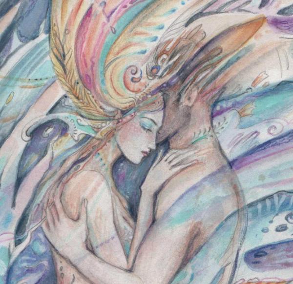 Mermaids Dream original painting of a mermaid and her lover SALE