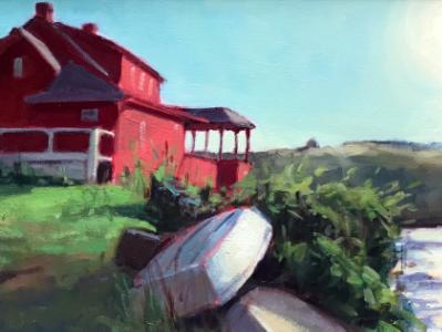 Red House at Dusk 12x24" oil sold Red House at Dusk 12x24" oil sold