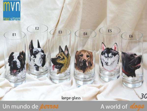 Set of handpainted glasses: A WORLD OF DOGS