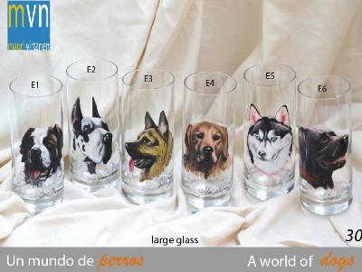 Set of handpainted glasses: A WORLD OF DOGS