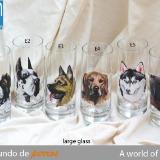 Set of handpainted glasses: A WORLD OF DOGS