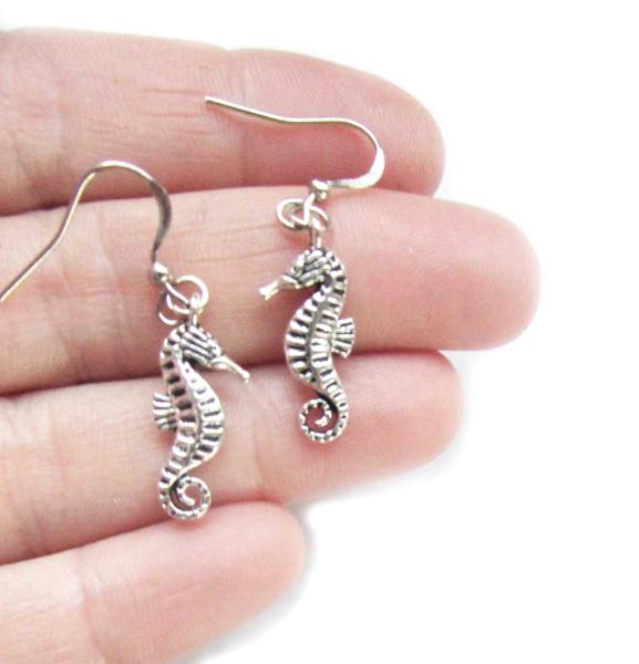 Delicate seahorse earrings detailed seahorse ocean gift charms for the ears