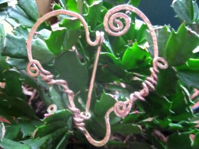 14-055 Large Bronze Forged Heart Brooch