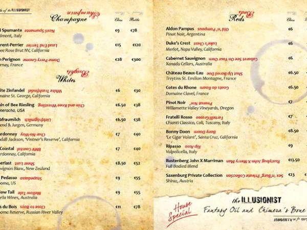 Wine Menu: Inside Pages