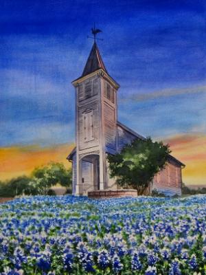 Custom portrait of a church in TEXAS, 45cm x 60cm, 2018 Custom portrait of a church in TEXAS, 45cm x 60cm, 2018