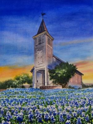 Custom portrait of a church in TEXAS, 45cm x 60cm, 2018