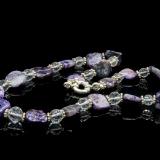 Sterling Silver Charoite and Quartz Necklace