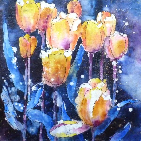 Skagit Tulips Watercolor Batik ~ Sold