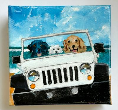 THREE DOGS ON THE BEACH THREE DOGS ON THE BEACH