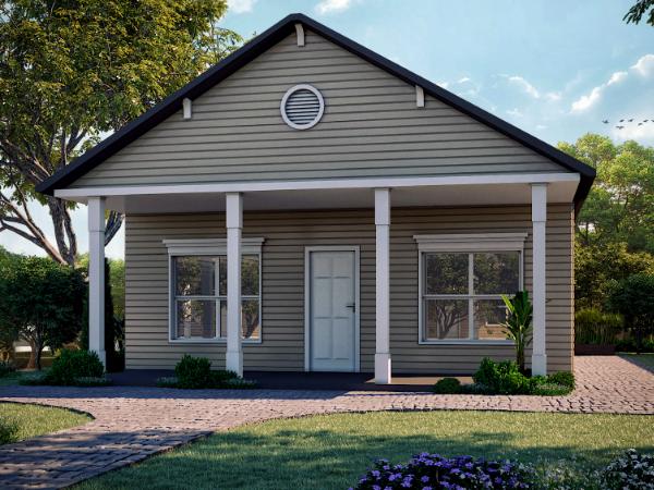 3D Exterior Modeling of Small House with Garden by architectural design studio, Pearland, Texas