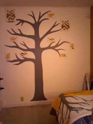 10x10 ft Tree mural with canvas accent paintings 