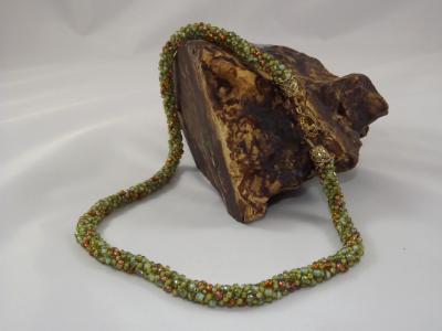 N-9 Sage Green & Copper Russian Spiral Necklace N-9 Sage Green & Copper Russian Spiral Necklace