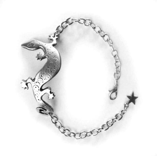 Lizard gecko bracelet pewter lizard artisan jewelry SALE