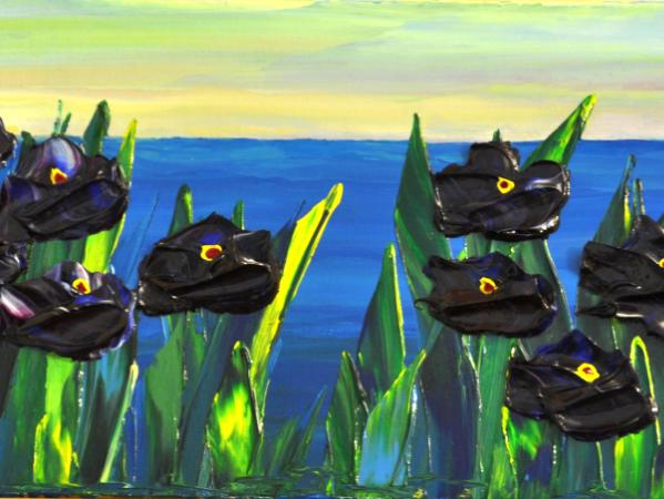 SOLD Overlook 8 X 16 Acrylic on Canvas board Embellished prints available 