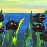 SOLD Overlook 8 X 16 Acrylic on Canvas board Embellished prints available 