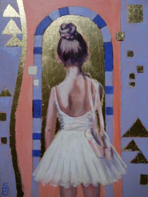 Ballet Dreams, 8x6 ins, oil on board with gold leaf Ballet Dreams, 8x6 ins, oil on board with gold leaf