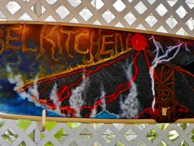 Rebel Kitchen , Hawaii-Kane volcano surfboard  