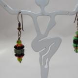 E-41 Green Beaded Bead Earrings