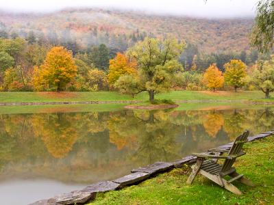 Adirondack Chair on Autumn Catskills Lake Adirondack Chair on Autumn Catskills Lake