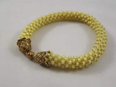 B-7 pale yellow crocheted rope bracelet B-7 pale yellow crocheted rope bracelet