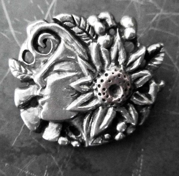 Flower Girl Art Nouveau Brooch nature goddess Pin by Liza Paizis
