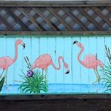 Flamingo fence mural