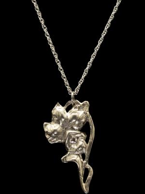 Sterling Silver Deco Flower Necklace