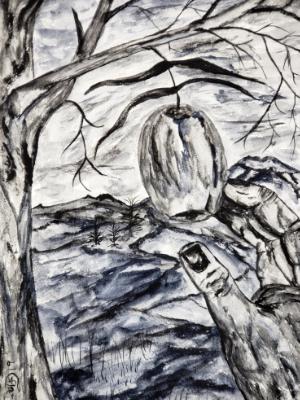 He wandered without hunger, But when he came upon the grey apple tree he was compelled to reach out and pluck one, .... He wandered without hunger, But when he came upon the grey apple tree he was compelled to reach out and pluck one, ....