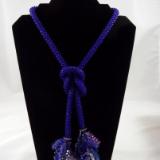 N-70 Cobalt Blue Crocheted Tassel Rope Necklace