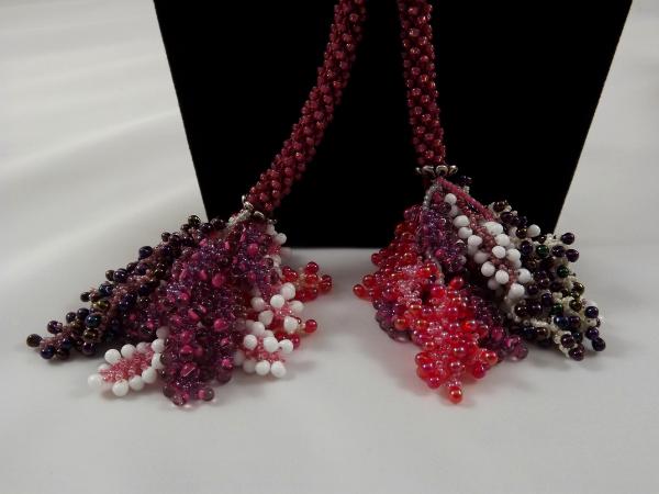 N-76 Rose Crocheted Tassel Rope Necklace