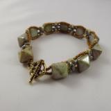 B-23 sage green stud bead bracelet