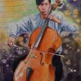 Portrait of a street violoncellist, 38cm x 56cm, 2020