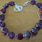 14-070 Purple coin pearls and glass bubble necklace