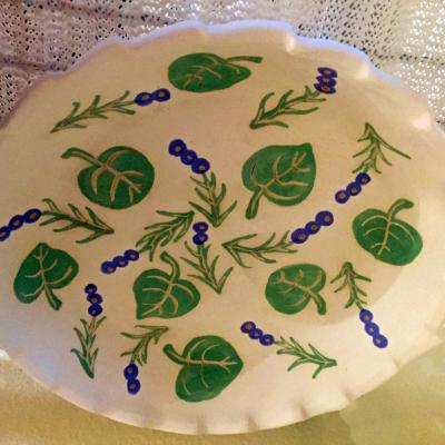 Flowers and Aspen Leaves Plate (large)
