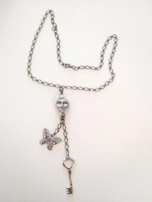 Silver tone 20" chain necklace with watch locket