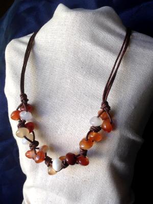 Knotted Leather and Carnelian Necklace Knotted Leather and Carnelian Necklace