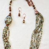 Ryolite Multi-Strand Necklace with Toni Lutman Pendant and Copper Clasp