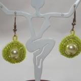 E-53 Pale Green Pearl & Bead Earrings