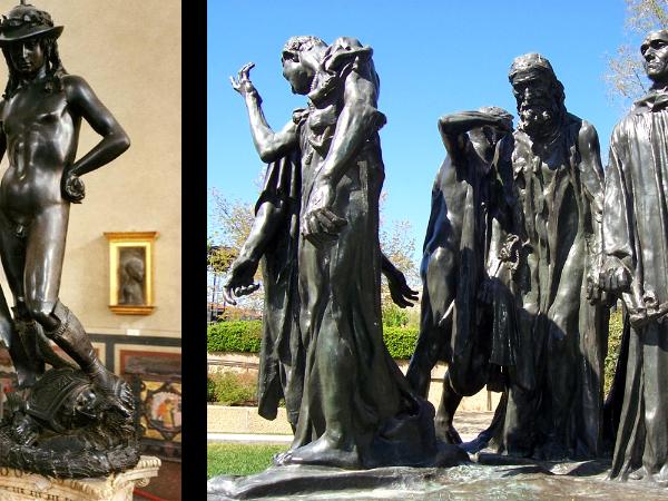 Sculptures by Verrochio and Rodin