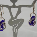 E-93 Cobalt Blue Glass Donut & Sterling Silver Earrings