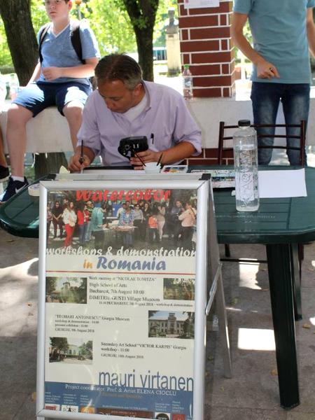 Plein air watercolor painting im Alei park, Giurgiu-ROMANIA, 28cm x 38cm, 2018 (workshop)
